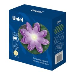 USL-S-828-PT060 PURPLE WATERLILY Садовый светильник на солнечной батарее Фиолетовая кувшинка. Плавающий. 1 светодиода. Теплый белый свет. 1xААA Ni-Mh аккумулятор в-к. IP44. TM Uniel