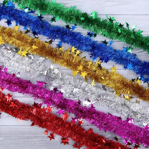 Мишура новогодняя «Зимнее волшебство. Переплёт», звезда, d-5 см 200 см, МИКС