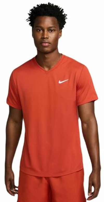 Мужская теннисная футболка Nike Court Dri-Fit Victory Top - rust factor/pink quartz/white