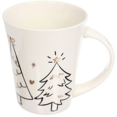 Кружка керамическая 380мл «Ёлки золотые», микс 4рисунка
