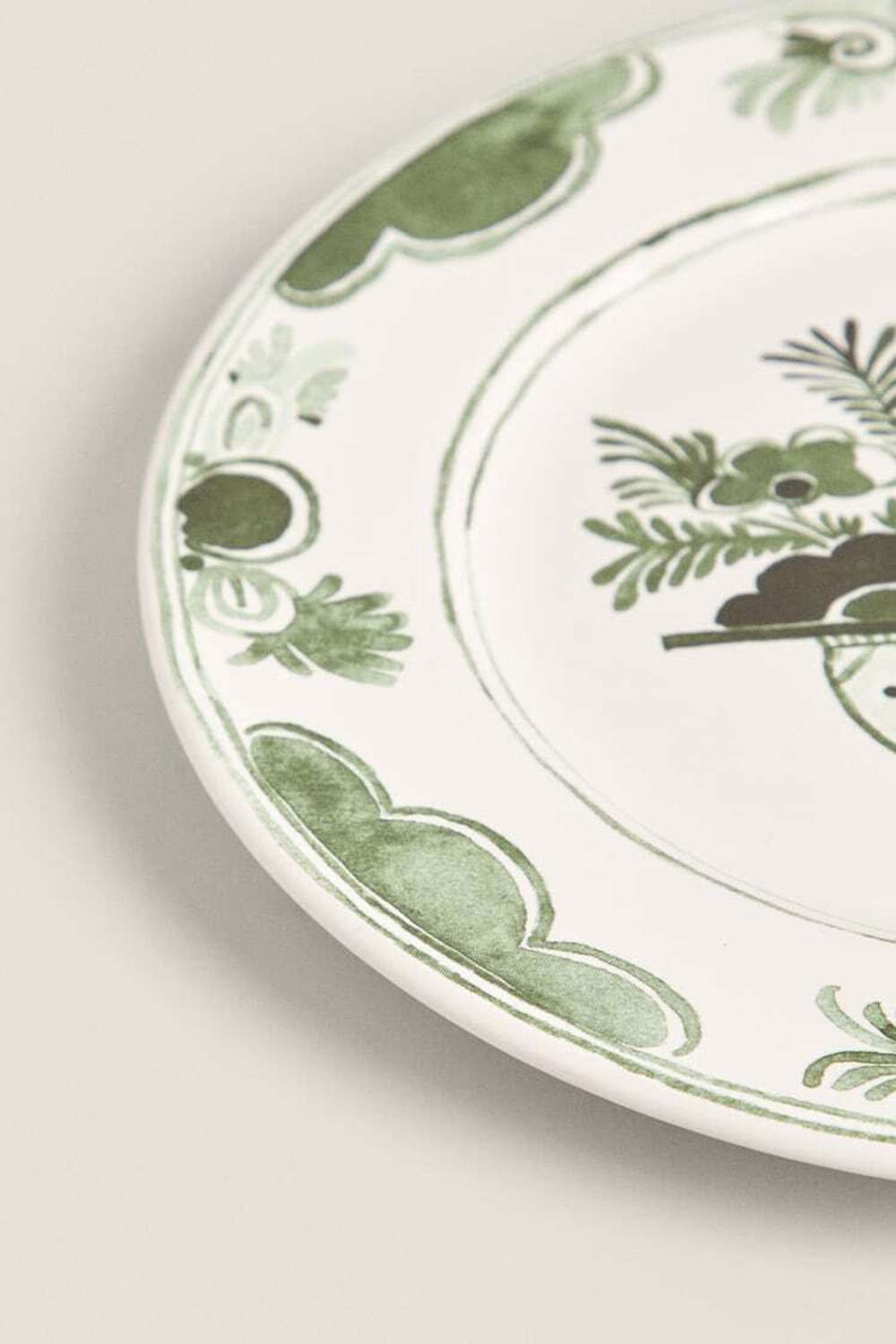 ZARA HOME КЕРАМИЧЕСКАЯ ПЛОСКАЯ ТАРЕЛКА С ФРУКТАМИ, ЗЕЛЕНЫЙ