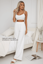 Брюки-палаццо для дома Шелк вискозы (молочные) Б14498-52М LT Collection