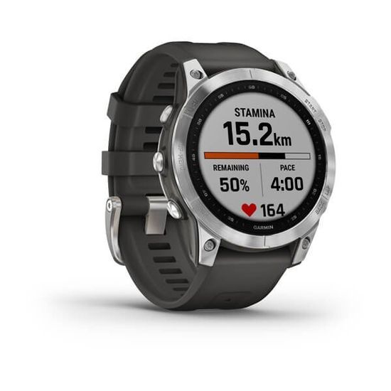 Часы Garmin Fenix 7, серебристый, графитовый силикон 010-02540-01