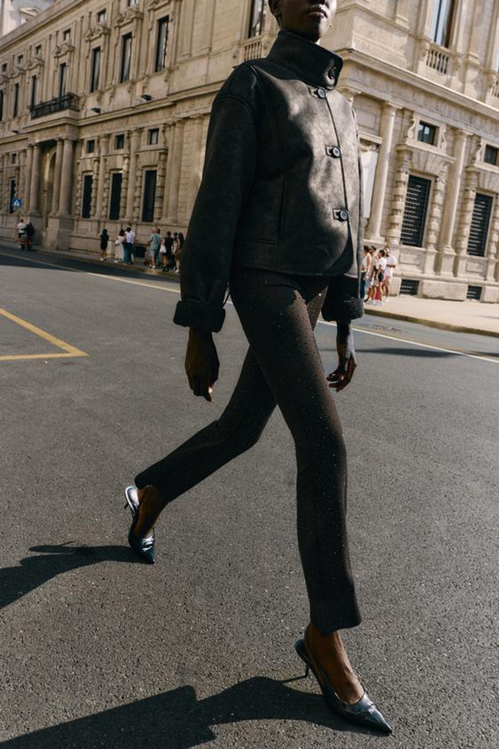 ZARA ЛЕГИНСЫ FLARE С БЛЕСКОМ, ЧЕРНЫЙ