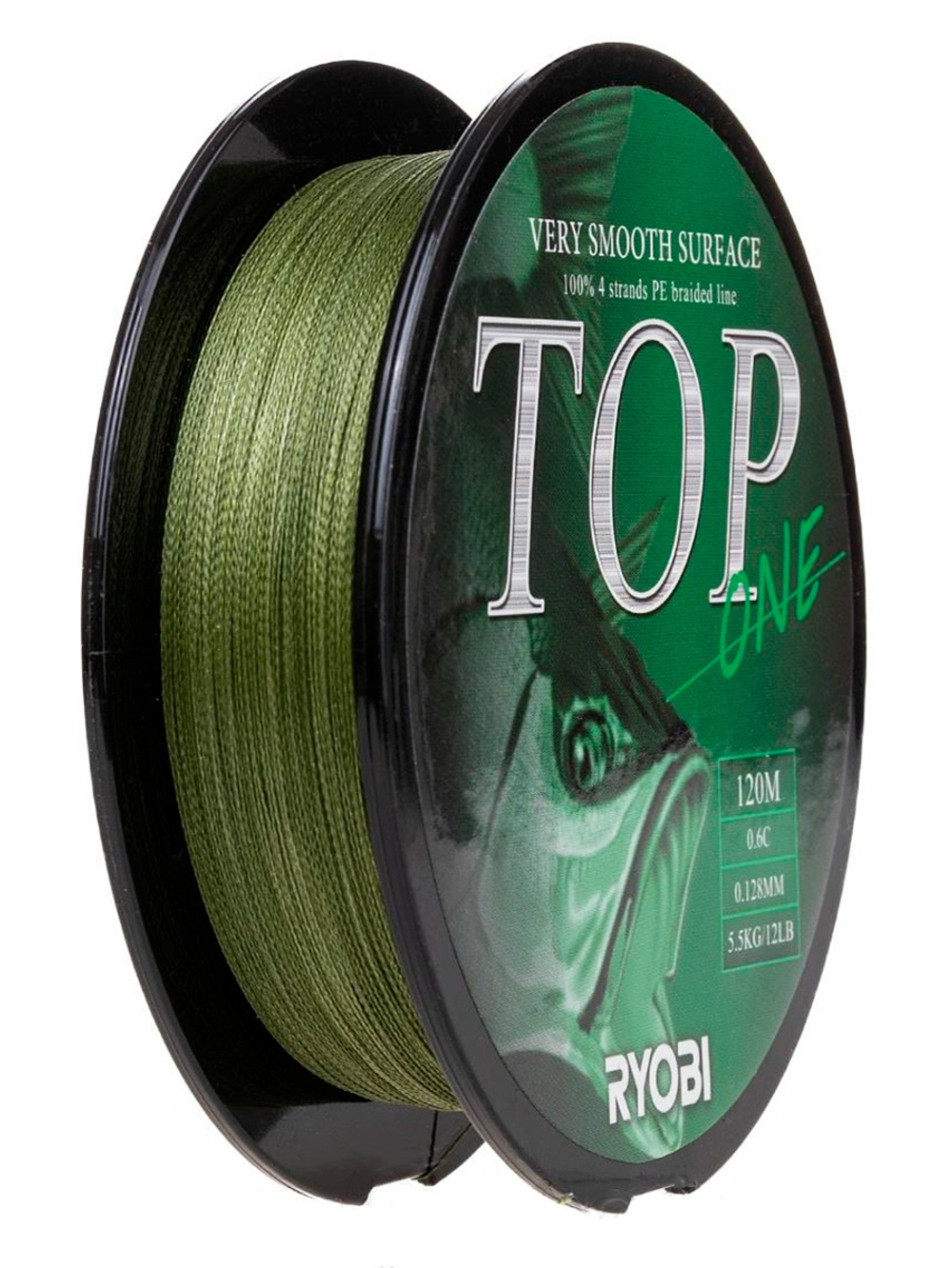 Шнур плетеный для рыбалки Ryobi TOP PE4X-120M Dark green 0.6/d-0.128mm