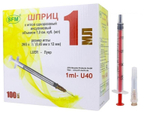 Шприц U-40 трехкомпонентный Luer 1 мл 26G 0,45 ⨯ 12 мм 1 шт SFM