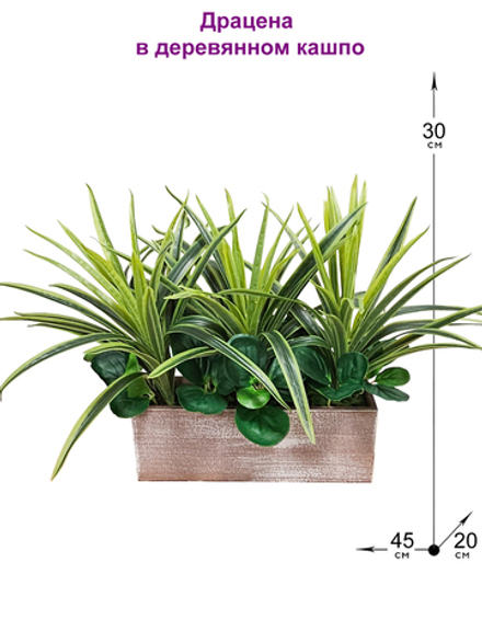 Искусственная Драцена 45см в деревянном кашпо