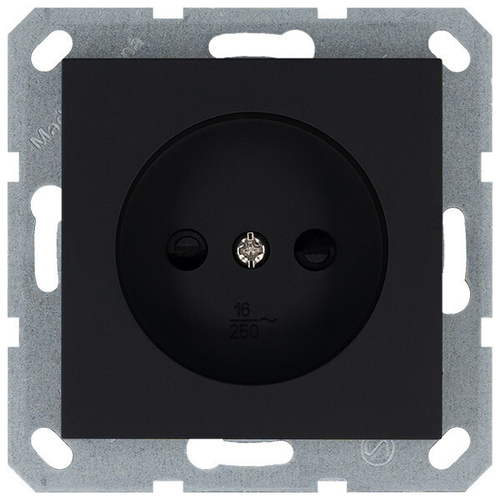 Розетка без заземления с защитными шторками 16A 250V~ 2P, цвет Антрацит