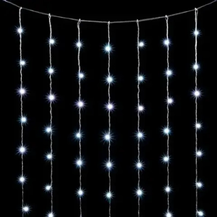 Светодиодный занавес 2*2 м., 400 белых LED ламп, облегченный, прозрачный провод ПВХ, LTC (PCL400NOT-10-2W)