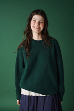 Пуловер "Бенгальские огни" из кашемира с мериносом темно-зеленого цвета и золотыми пайетками ПРЕДЗАКАЗ