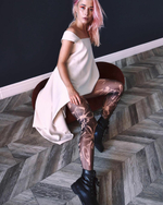 Черно-бежевые колготки с цветочным рисунком (Размер: S-M-L) (Цвет: бежевый)