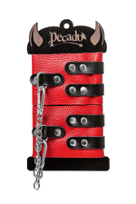 Красно-черные мягкие оковы с двумя ремешками с люверсами