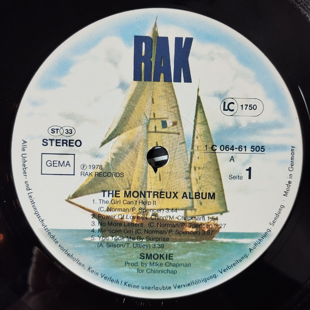 Винтажная виниловая пластинка LP Smokie The Montreux Album (Germany 1978) Power Of Love