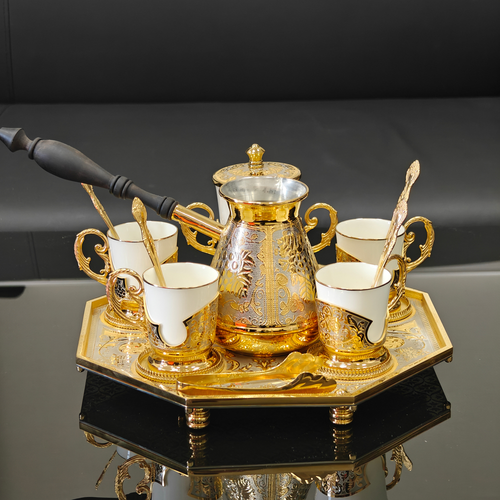 Набор кофейный на 4 персоны с туркой "Вельможа" (Златоуст)