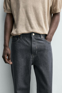 ZARA ДЖИНСЫ STRAIGHT FIT, СЕРЫЙ