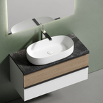 Тумба подвесная Sancos Delta, Дуб светлый/белый 995х445х500, под столешницу с отверстием под смеситель, цвет Black Sky