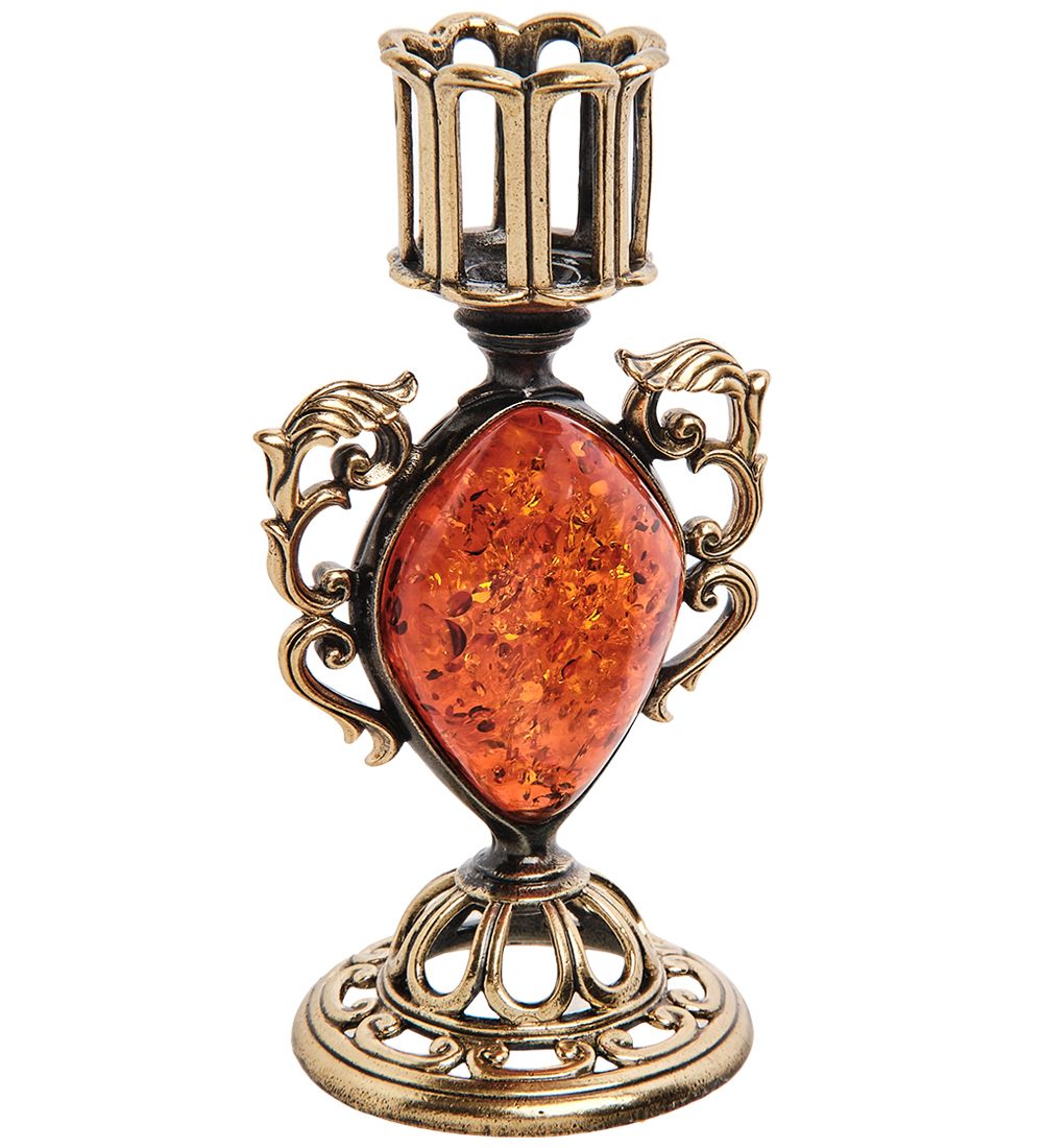 Народные промыслы AM-2950 Подсвечник «Канделябр» (латунь, янтарь)