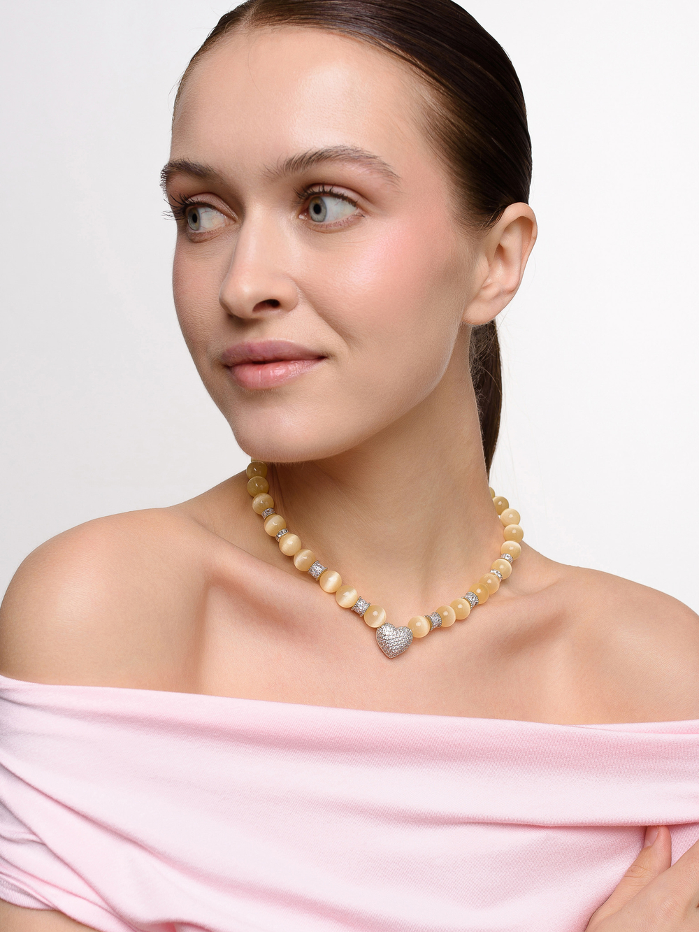 Колье "Summer heart" yellow Silver