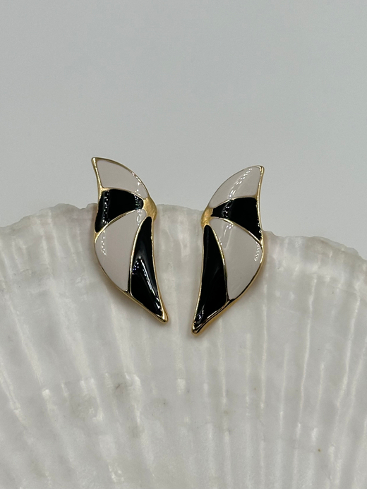 Серьги с чёрно-белой эмалью