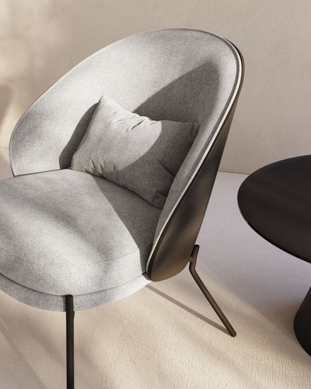 Кресло Eamy светло-серое из шпона ясеня с черной отделкой Испания Lа Forma