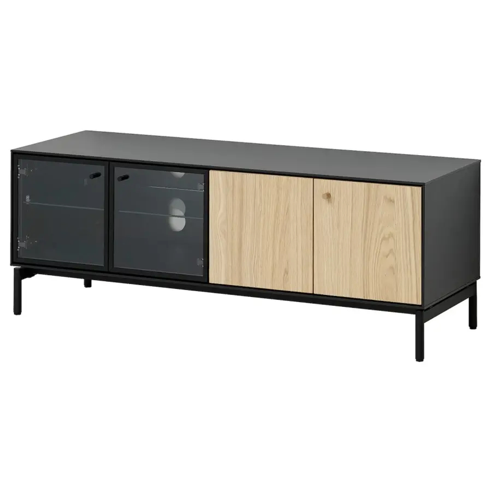 Тумба под ТВ - IKEA BOASTAD/БОАСТАД ИКЕА, 121х42х45 см, черный/бежевый