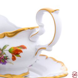 Соусник с блюдцем Queen's Crown Мейсенский букет