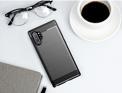 Чехол для Samsung Galaxy Note 10+ цвет Black (черный), серия Carbon от Caseport