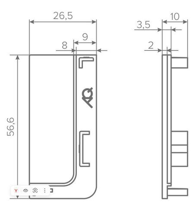 Заглушка глухая левая для горизонт. L-образного профиля Gola-X, алюминий, AQ