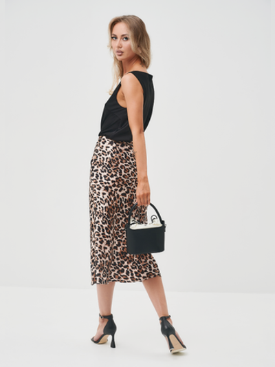 Юбка миди из вискозы Leopard