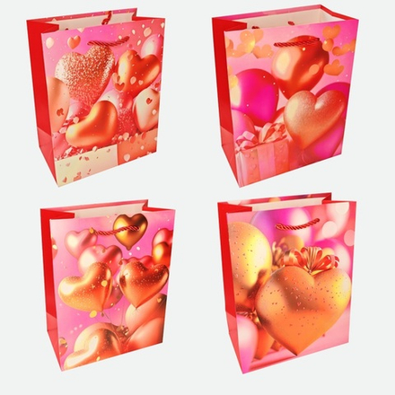 Пакет подар. бумажн. 31*40*12 см 210 гр/м2 Love, 4 дизайна