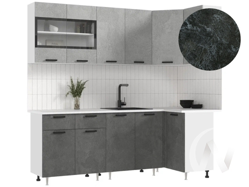 Кухня Рио NEW ЛДСП 2;2х1;0м (белый/бетон светлый; бетон темный/кастилло темный)