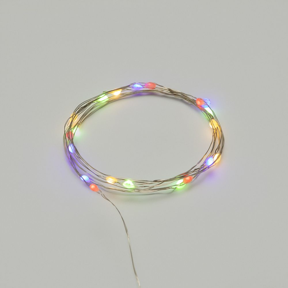 Гирлянда светодиодная Роса с крупными каплями 2м, 20LED, МУЛЬТИКОЛОР, IP20, тонкий батарейный блок,
