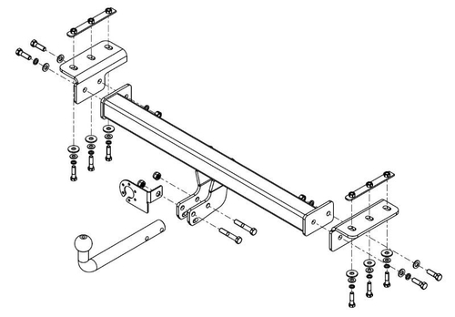 Фаркоп для Xcite X-Cross 7 2024-, Chery Tiggo 7 Pro 2020-2024, Chery Tiggo 7 Pro Max 2023- Тип шара: A. Нагрузки: 1250/75 кг, CE 04