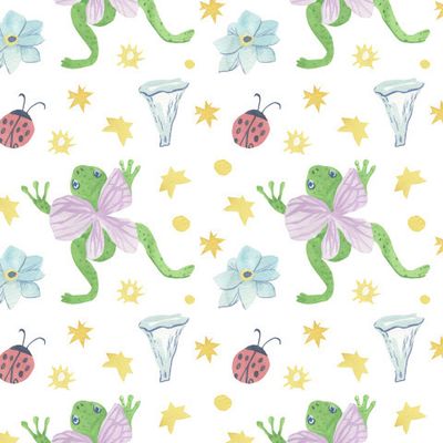 Бесшовный принт с волшебными лягушками