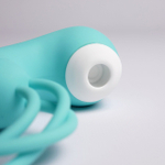 Бирюзовый вакуумный стимулятор клитора с вагинальными виброшариками