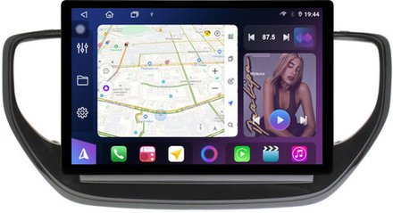 Магнитола для Hyundai Solaris 2 2020-2022 (штатная навигация) - FarCar BX877 монитор 13" 2K QLED на Android 13, TS10, 6+128, CarPlay, 4G SIM-слот