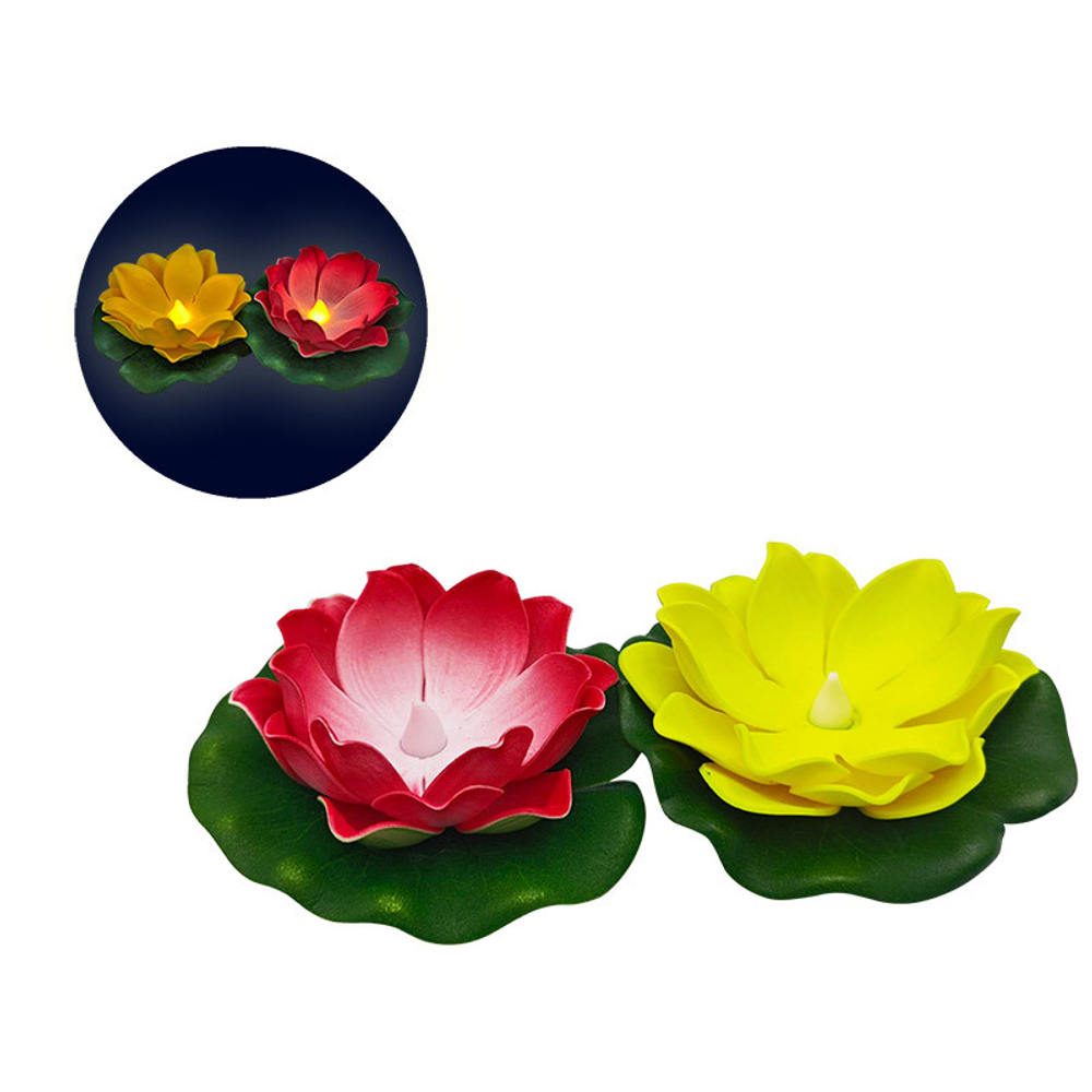 Фигурка прудовая "Кувшинка" 10см с подсветкой, разноцветная (2шт)