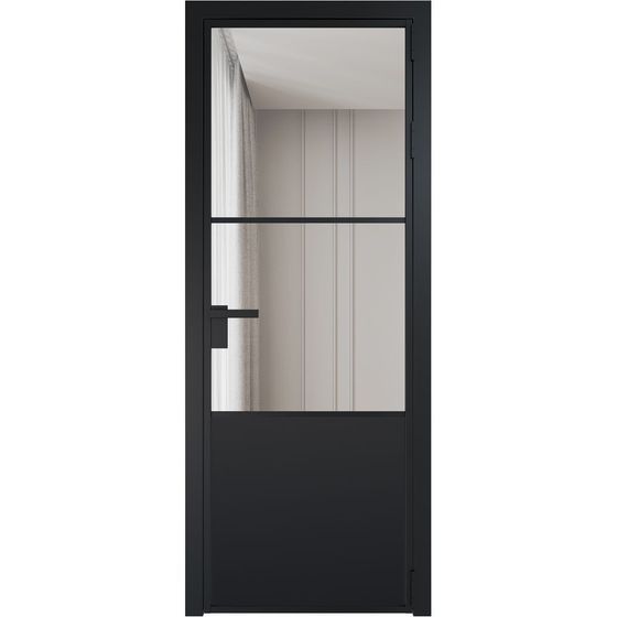 Алюминиевая дверь 20AG чёрная матовая RAL9005 стекло прозрачное