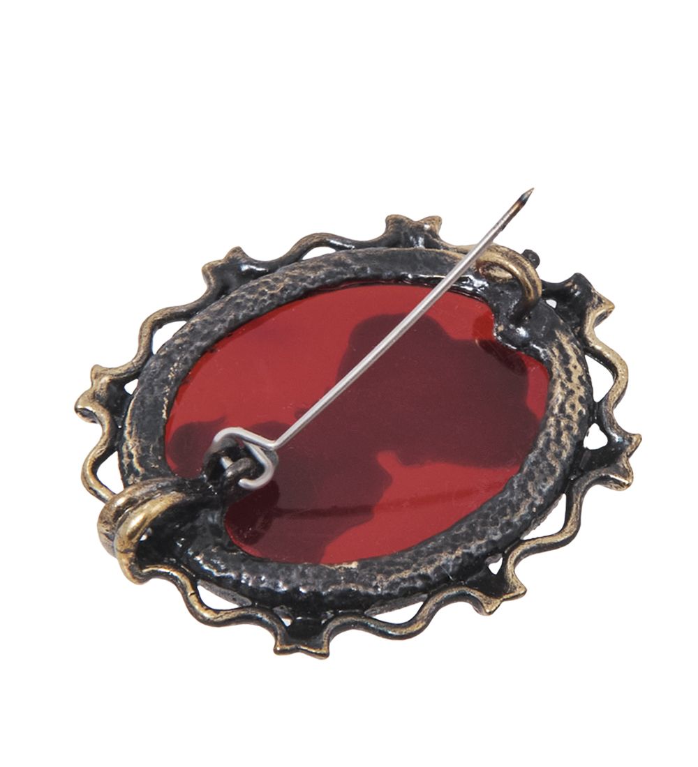 AM-2597/1 Брошь «Камея» (латунь, янтарь)