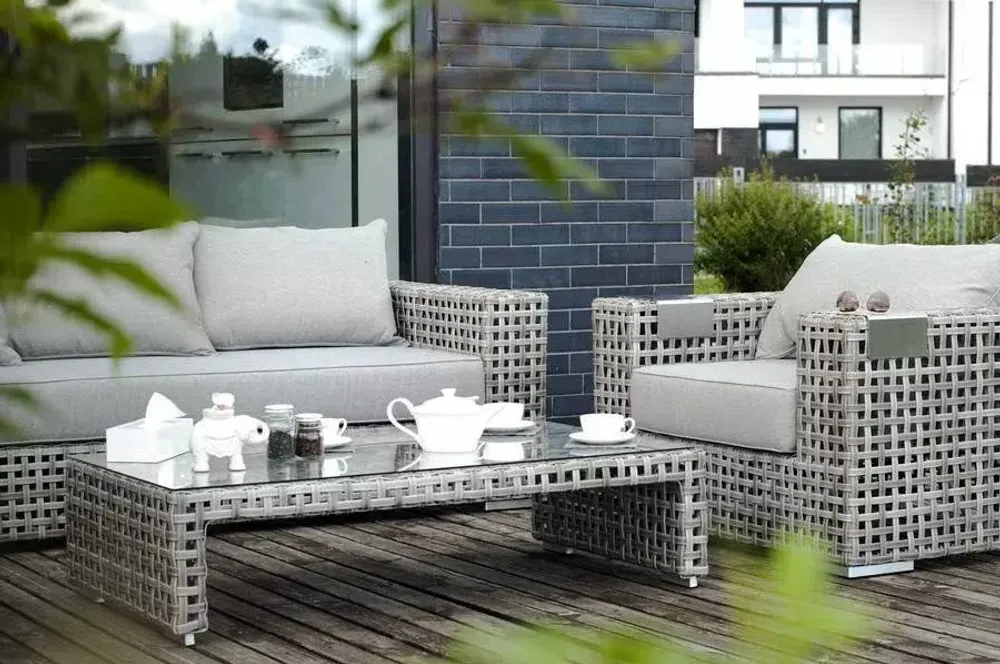 "Тито" журнальный столик из искусственного ротанга, цвет серый