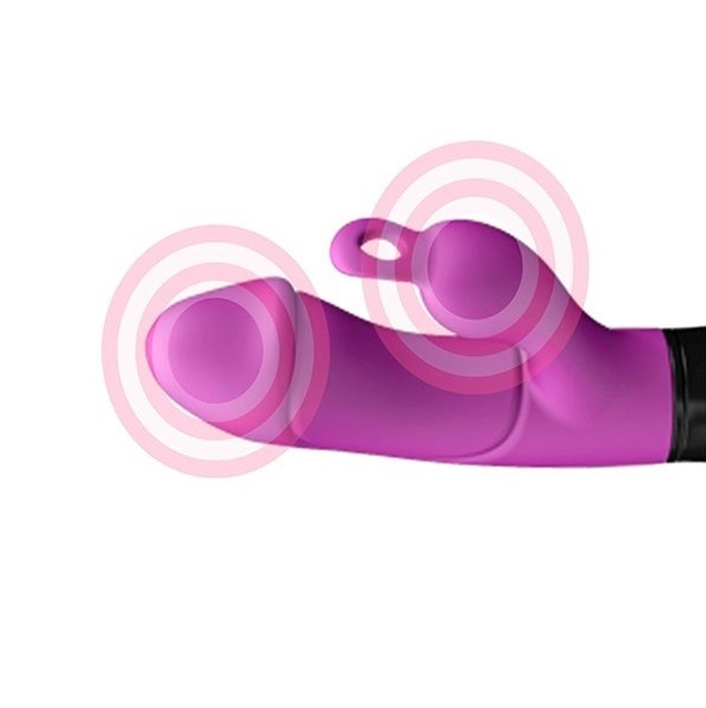 Фиолетовый вибратор 19,8см с клиторальным отростком Adrien Lastic Ares