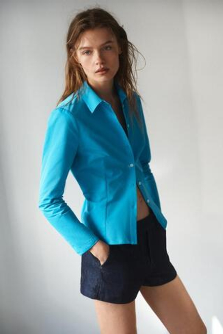 ZARA ДЖИНСОВЫЕ ШОРТЫ TRF СО СРЕДНЕЙ ПОСАДКОЙ, ТЕМНЫЙ ИНДИГО