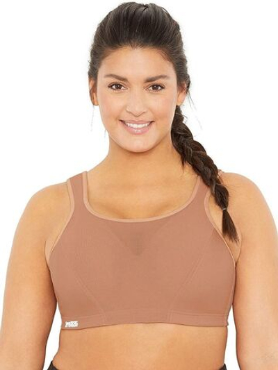 Спортивный бюстгальтер с контролем отскока и мягкой конструкцией каркасов (Размер: 90E) (Цвет: карамель (темно-бежевый))