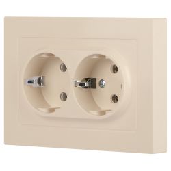 Розетка Intro Accent 6-205-02 двойная с заземлением 2X2P+E Schuko 16А-250В IP20 СУ AL/CU слоновая кость