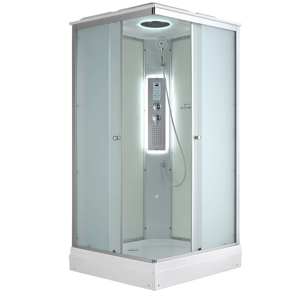 Душевая кабина AvaCan (АваКан) CK2010LED с низким поддоном, с ГМ, с электрикой и LED освещением, 100х100х215