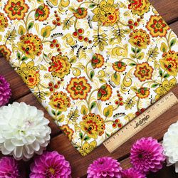 Ткань штапель белая хохлома