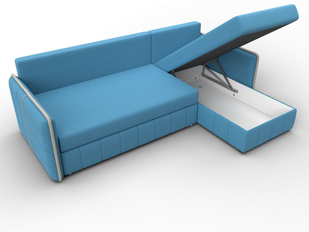 Диван угловой Лига-078 угол универсальный РОГОЖКА Амур 10 голубойАмур 02 бежевый