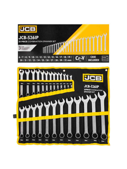 Набор ключей комбинированных 25пр. (6-28, 30, 32мм),на полотне JCB JCB-5261P