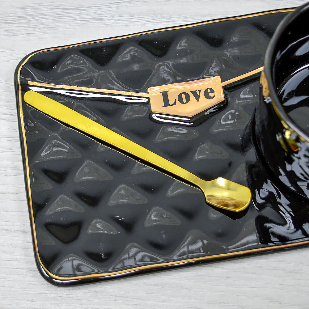 Чайная пара 200мл с ложкой, микс 6154