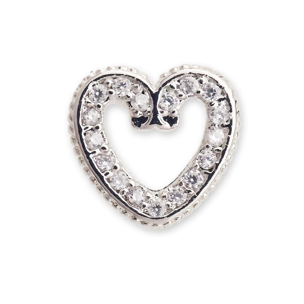 Медицинские серьги-пусеты Elegant Heart with Crystals Biojoux BJT966
